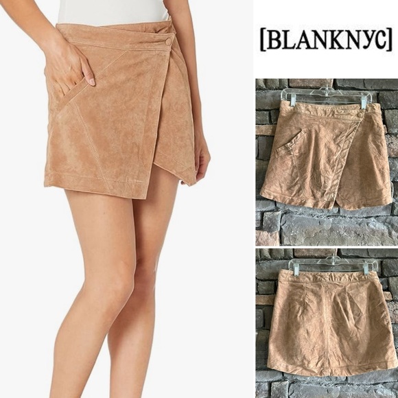 BLANKNYC Suede Preppy Country Western Asymmetrical Mini Skirt | Size 28 - Picture 1 of 10